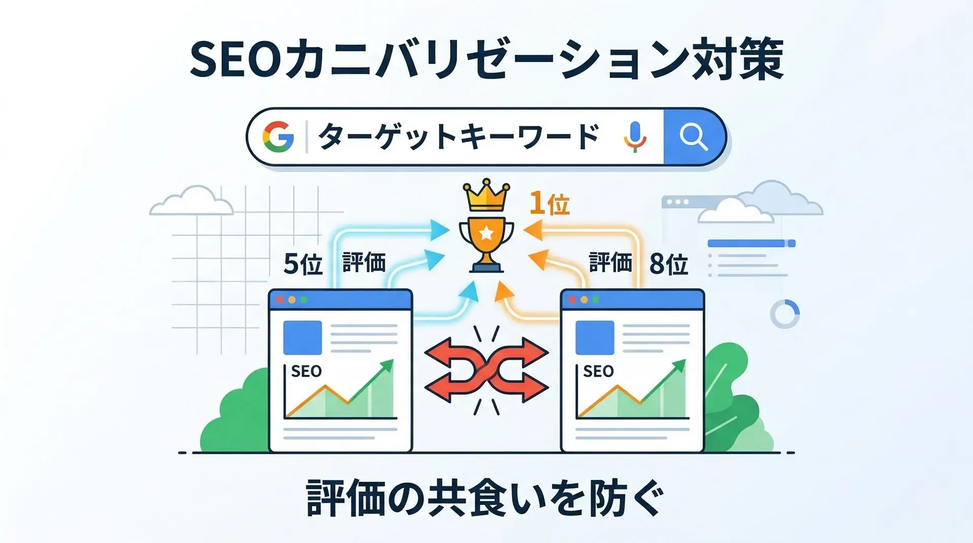 【SEO】カニバリゼーションとは？原因・調べ方・解消法を初心者向けに解説